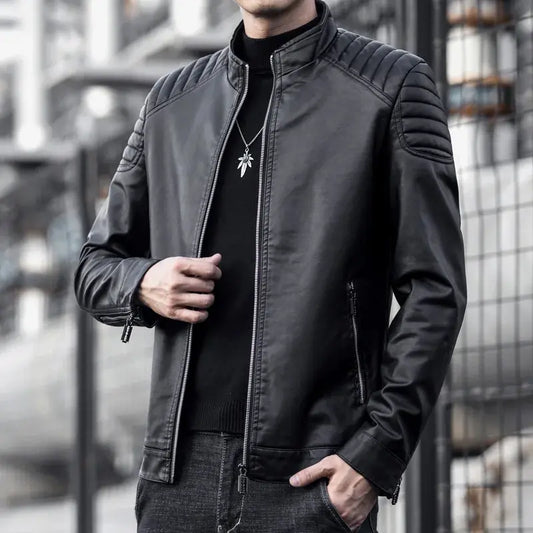 Chaqueta de cuero para moto para hombre