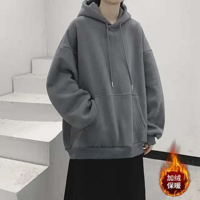 Sudadera con capucha Y2K gris oscuro para hombre
