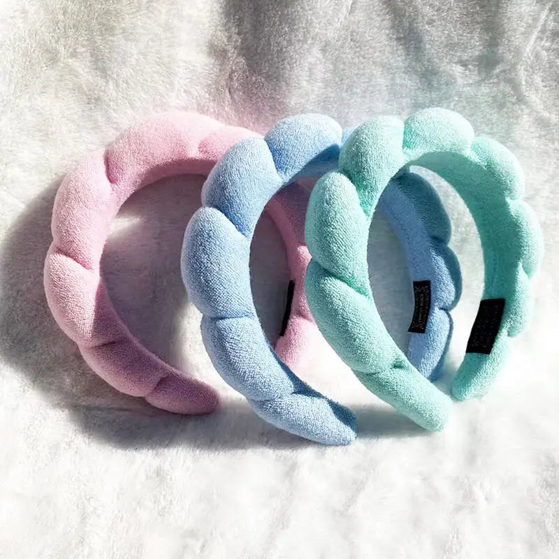 Diadema de tela de rizo con burbujas de maquillaje de spa