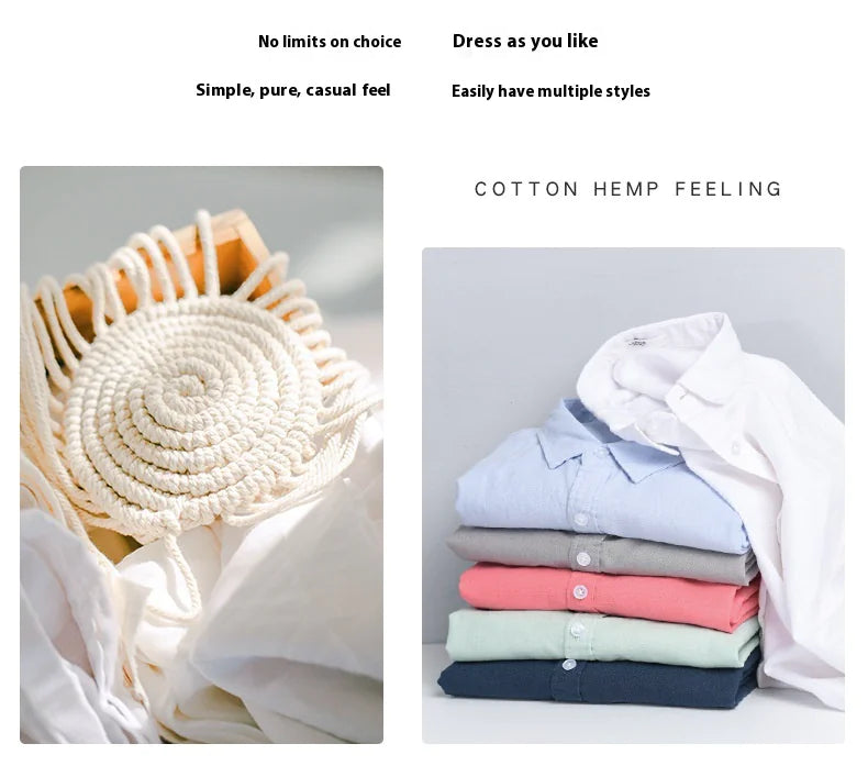 Camisa de manga larga de algodón y lino para hombre