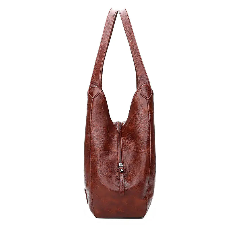 Bolso de mano vintage de piel sintética para mujer