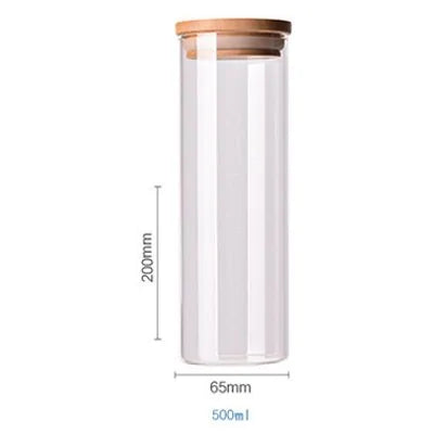 Recipientes para almacenar alimentos de vidrio de borosilicato recubierto de bambú
