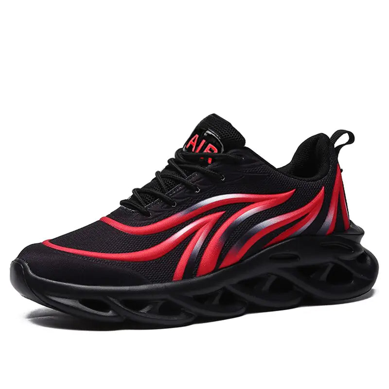 Zapatillas deportivas con estampado de llamas para hombre, zapatillas deportivas con tejido volador