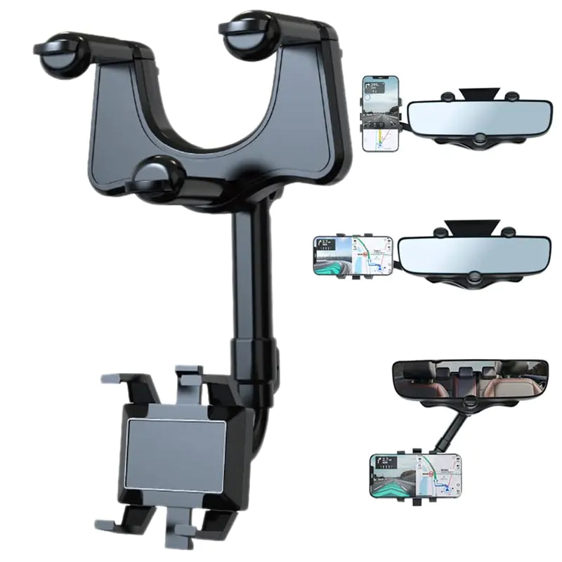 Soporte para teléfono con espejo retrovisor para coche