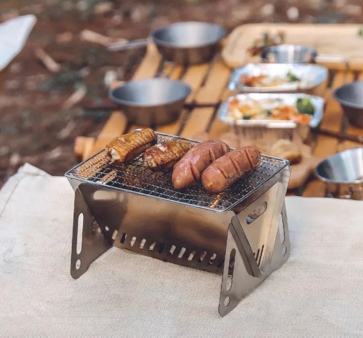 Parrilla de acero inoxidable plegable para exteriores
