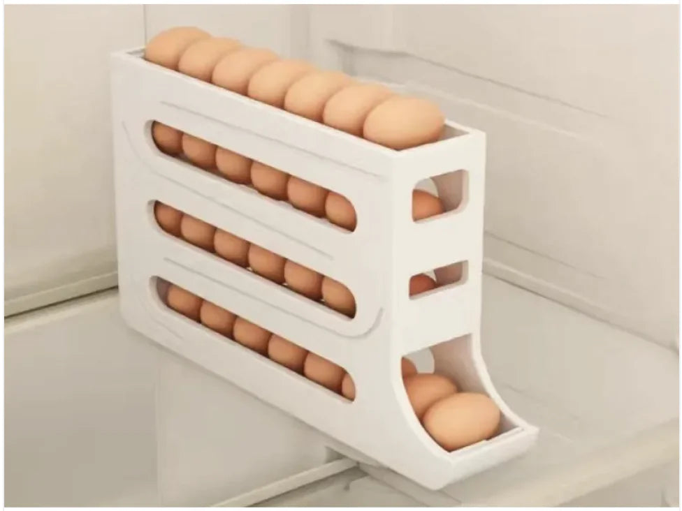 Bandeja enrollable automática para huevos de 4 capas: caja de almacenamiento para refrigerador de gran capacidad