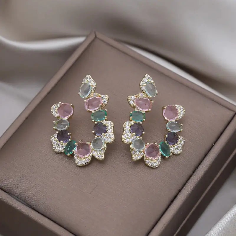 Pendientes de cristal brillante para mujer a la moda