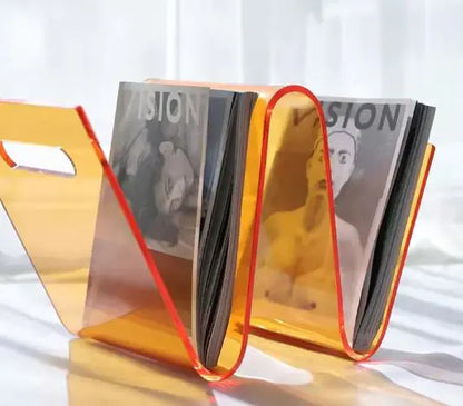 Acrylic Decorative Bookstand Retro W-shaped Storage Rack