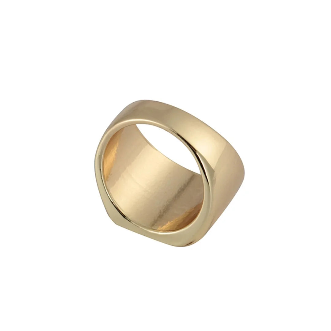 Anillo cuadrado sencillo negro/dorado/plateado