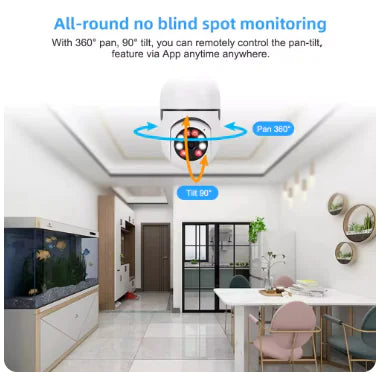 Cámara de vigilancia con bombilla E27, visión nocturna a todo color, seguimiento automático de personas, zoom, monitor de seguridad interior, mini cámara IP Wifi