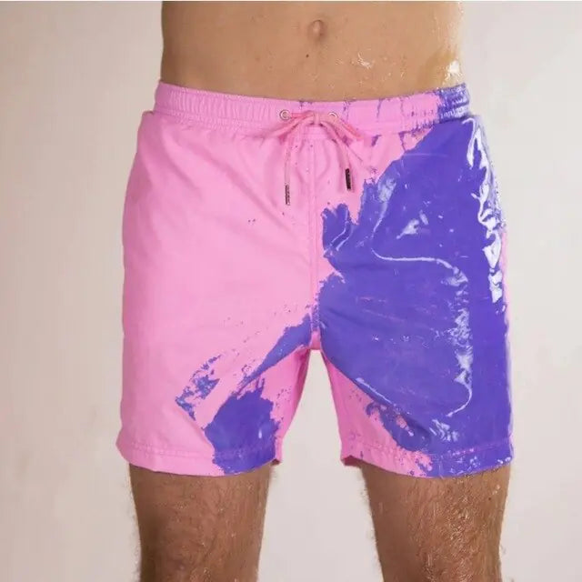 Pantalones cortos de playa para hombre con cambio de color mágico