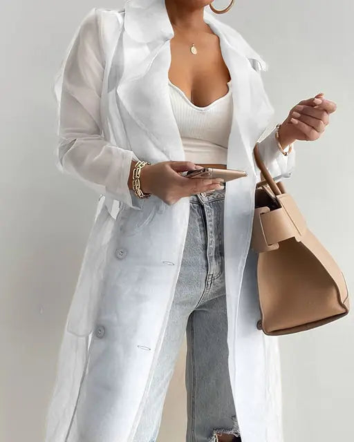 Tops transparentes para exteriores a la moda para mujer