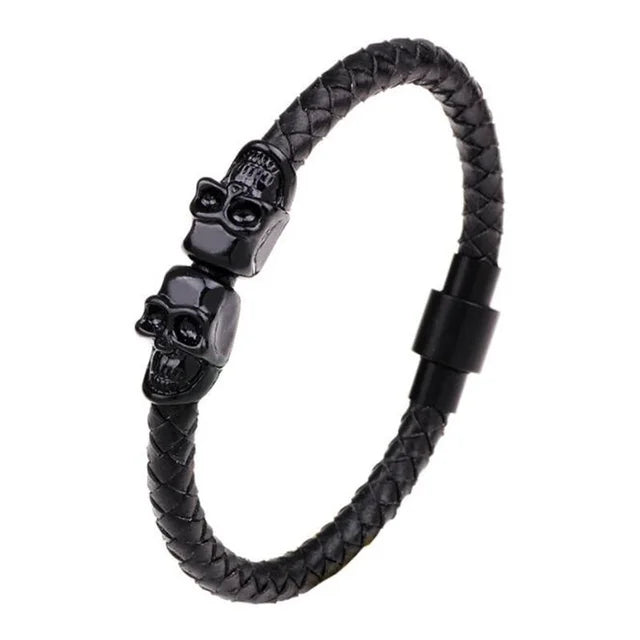Pulsera clásica de cuero multicapa tejida a mano