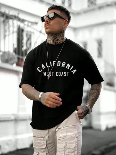 Camiseta de verano nueva moda para hombre con estampado de letras en inglés