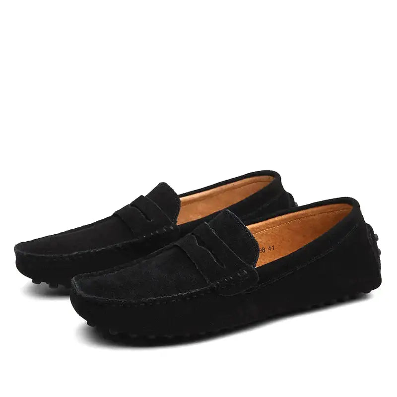 Mocasines de cuero, zapatos casuales sin cordones para conducir