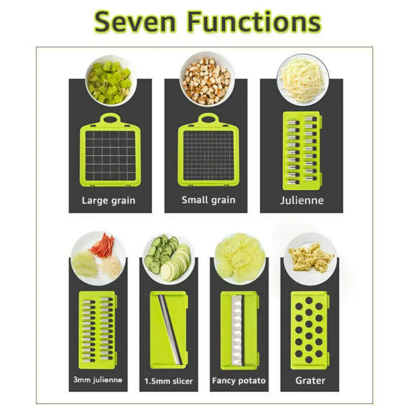 Cortador de verduras multifunción 7 en 1, cortador de alimentos, cortador en cubitos