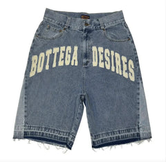 New Fashion Men's Loose Fashion Fashion Brand Retro Alphabet Denim Shorts