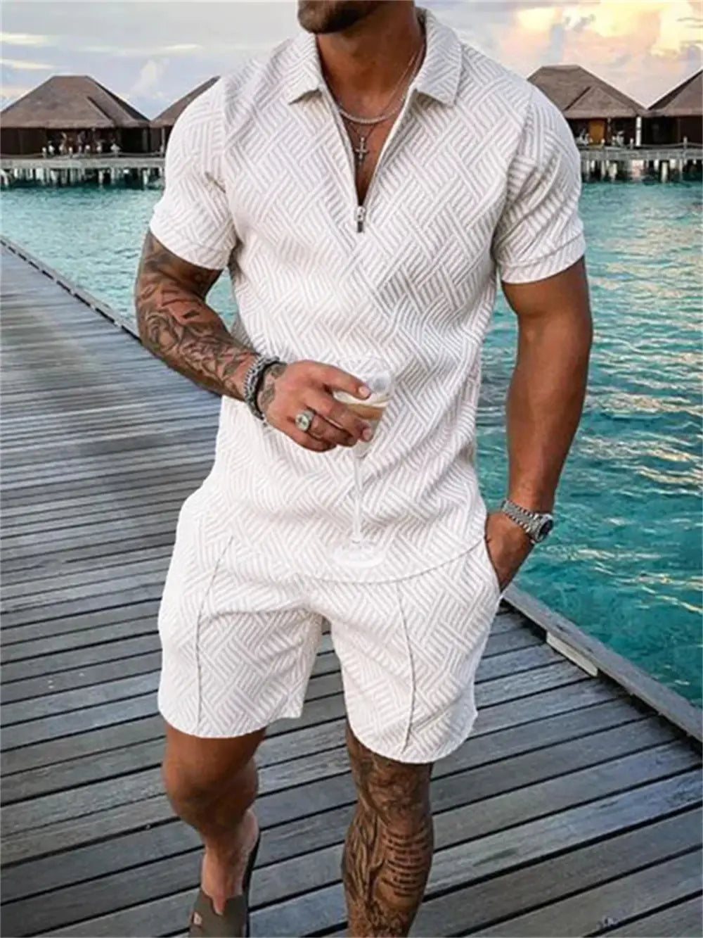 Conjunto deportivo informal de dos piezas para hombre de verano 2024