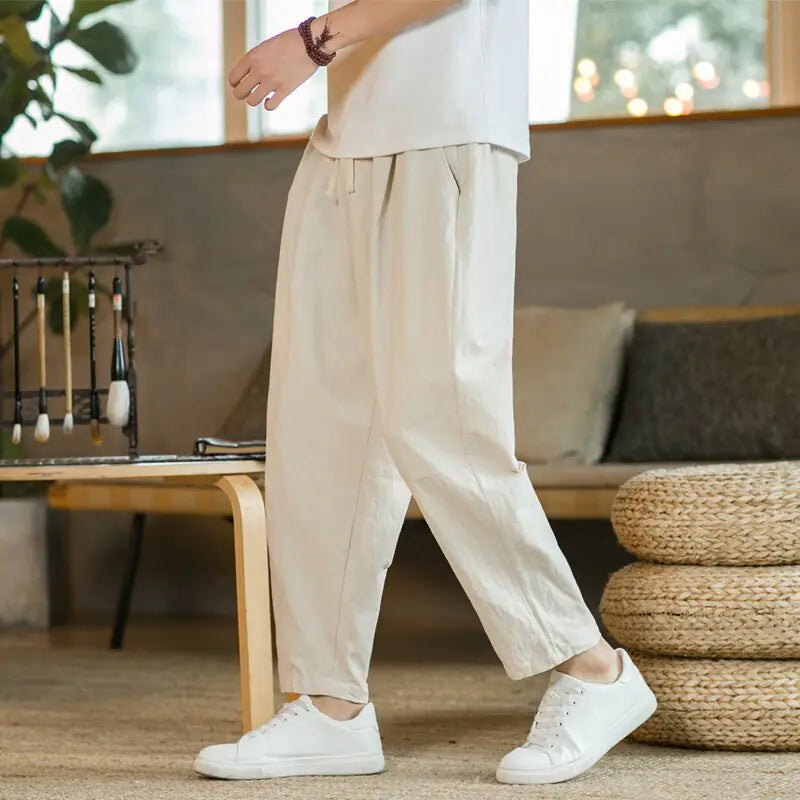 Pantalones de lino y algodón de verano