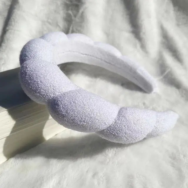 Diadema de tela de rizo con burbujas de maquillaje de spa