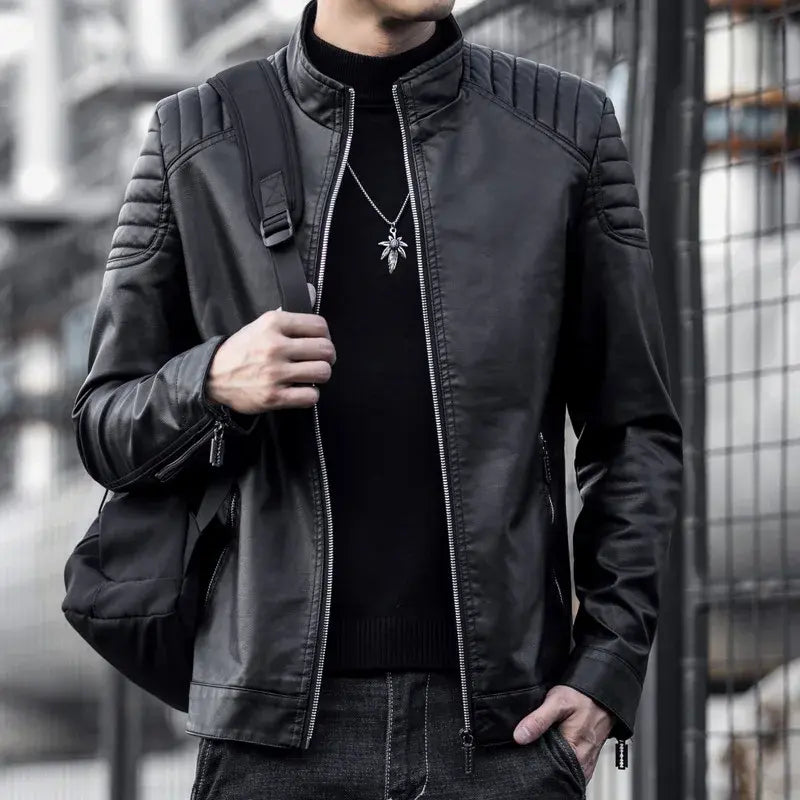 Chaqueta de cuero para moto para hombre