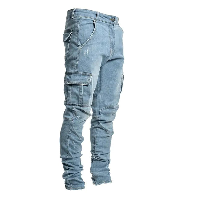 Vaqueros cargo con múltiples bolsillos para hombre