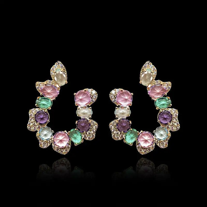 Pendientes de cristal brillante para mujer a la moda