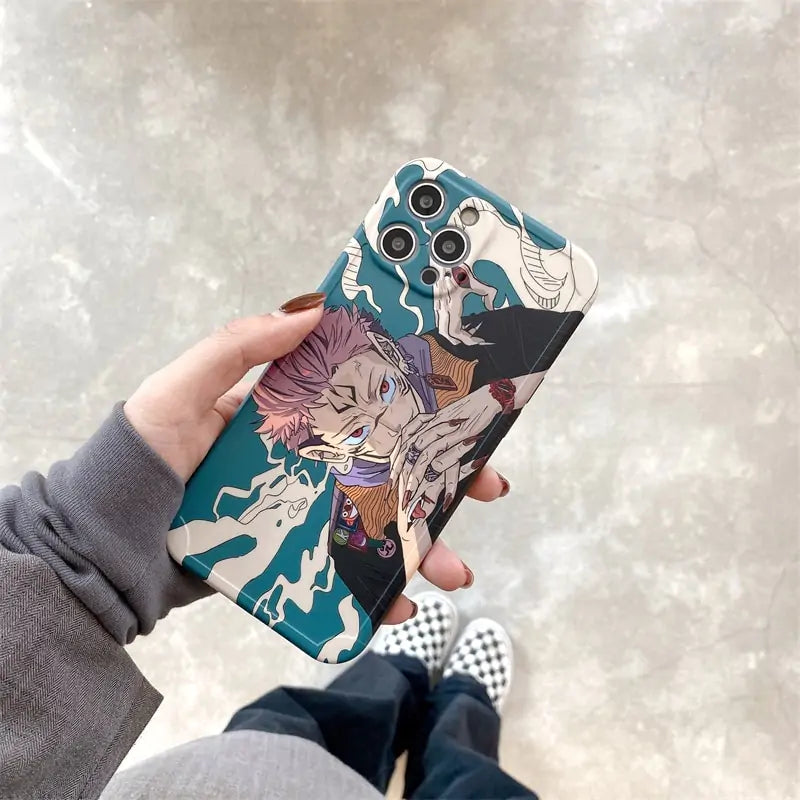 Funda de teléfono con dibujos animados de anime Jujutsu Kaisen para iPhone 14, 13, 12, 11 Pro, X, Xs, Max, XR, bonita y suave
