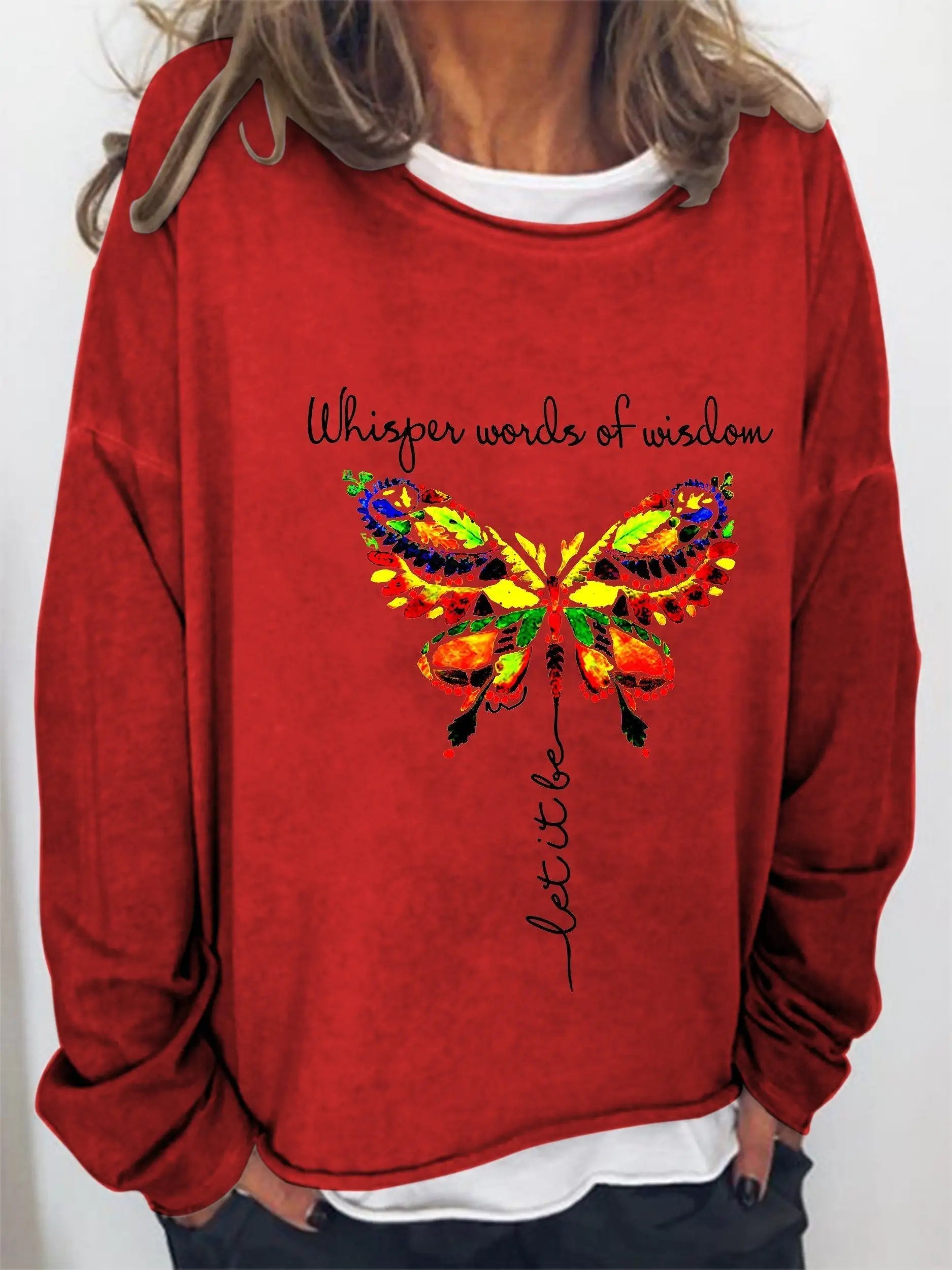 Camiseta de manga larga "Palabras de sabiduría" para mujer