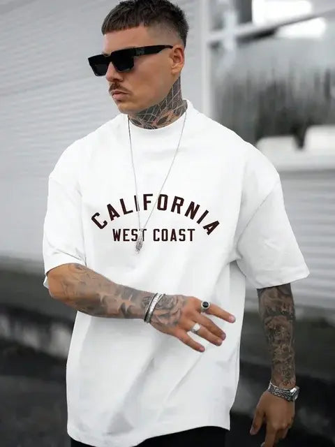 Camiseta de verano nueva moda para hombre con estampado de letras en inglés