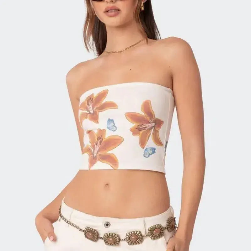 Estilo estético, flor, blanco, chica sexy, ropa de calle