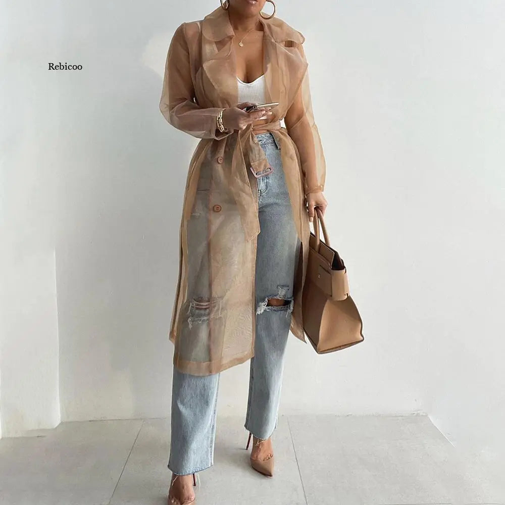 Tops transparentes para exteriores a la moda para mujer
