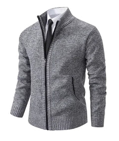 Men's Solid Color Stand Collar Zip-Up Jacket