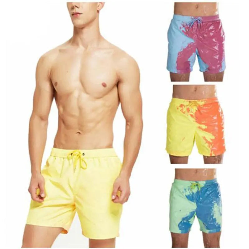 Pantalones cortos de playa para hombre con cambio de color mágico