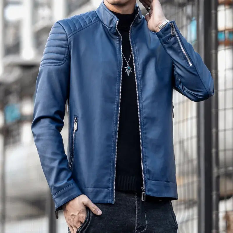 Chaqueta de cuero para moto para hombre