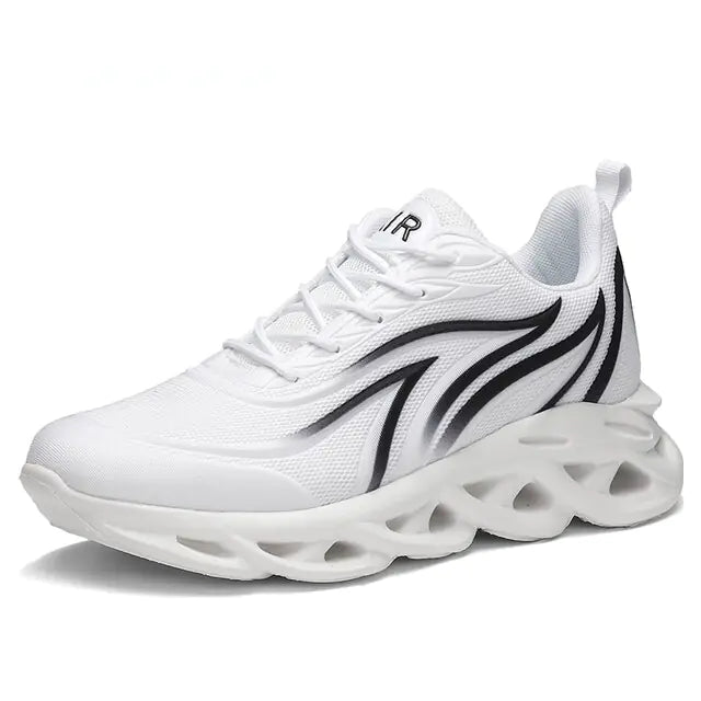 Zapatillas deportivas con estampado de llamas para hombre, zapatillas deportivas con tejido volador