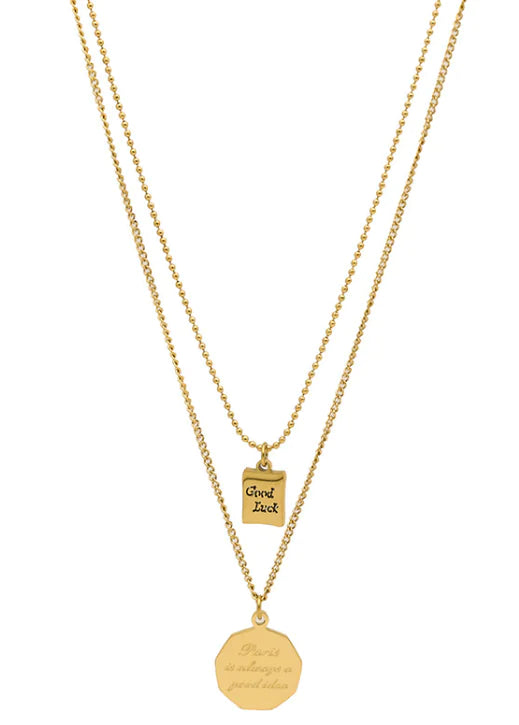 Collar doble de cadena de clavícula para mujer