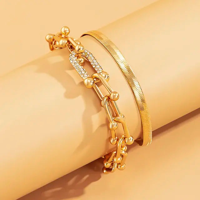 Pulsera con dije de cadena de circonitas de cristal
