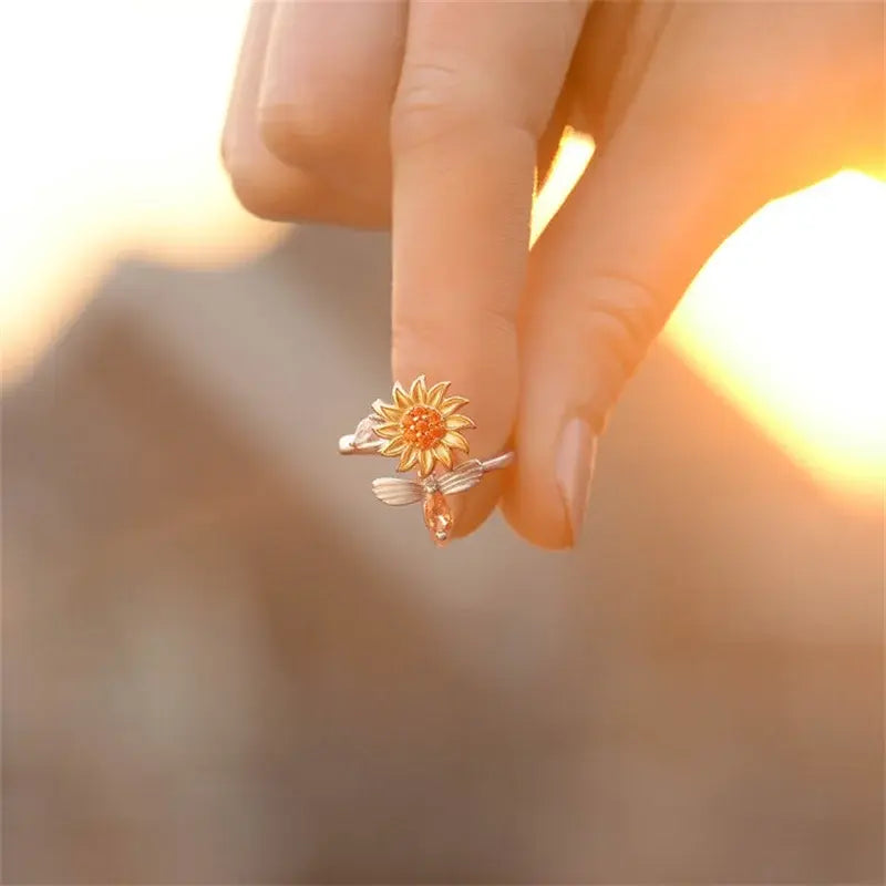 Regalos de anillos antiestrés con forma de abeja y girasol