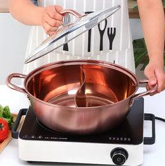 Titanium Plated Stainless Steel Dual Section Hot Pot