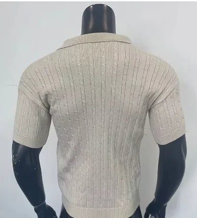 Camiseta de punto con botones y manga corta para hombre