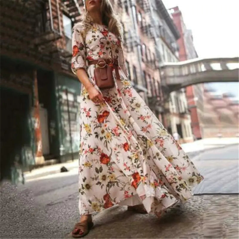Vestido largo boho chic con estampado floral
