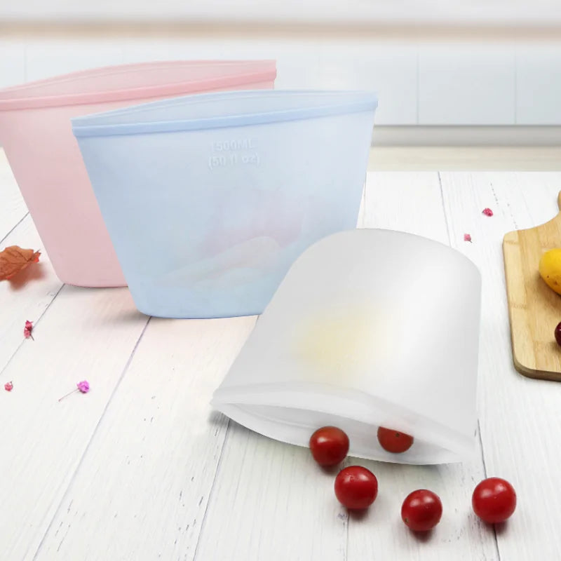 Bolsas de almacenamiento reutilizables de silicona PEVA para alimentos frescos