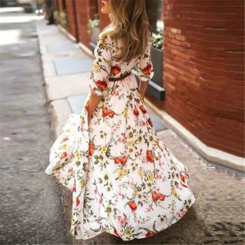 Vestido largo boho chic con estampado floral