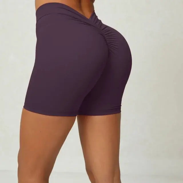 Pantalones cortos de yoga con espalda en V para mujer