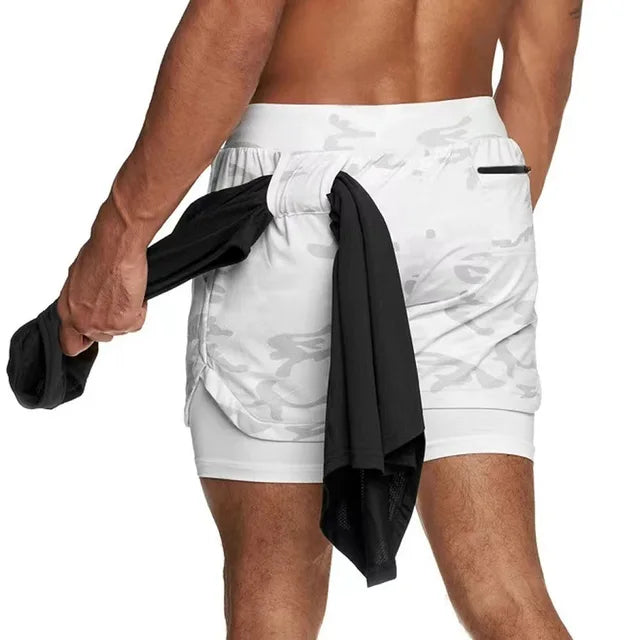 Pantalones cortos de camuflaje para correr para hombre, para deportes de gimnasio
