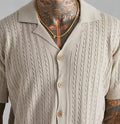Camiseta de punto con botones y manga corta para hombre
