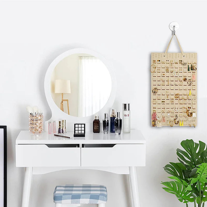 Organizador de joyas elegante: elegante organizador de pared para guardar collares, anillos, pendientes y pulseras