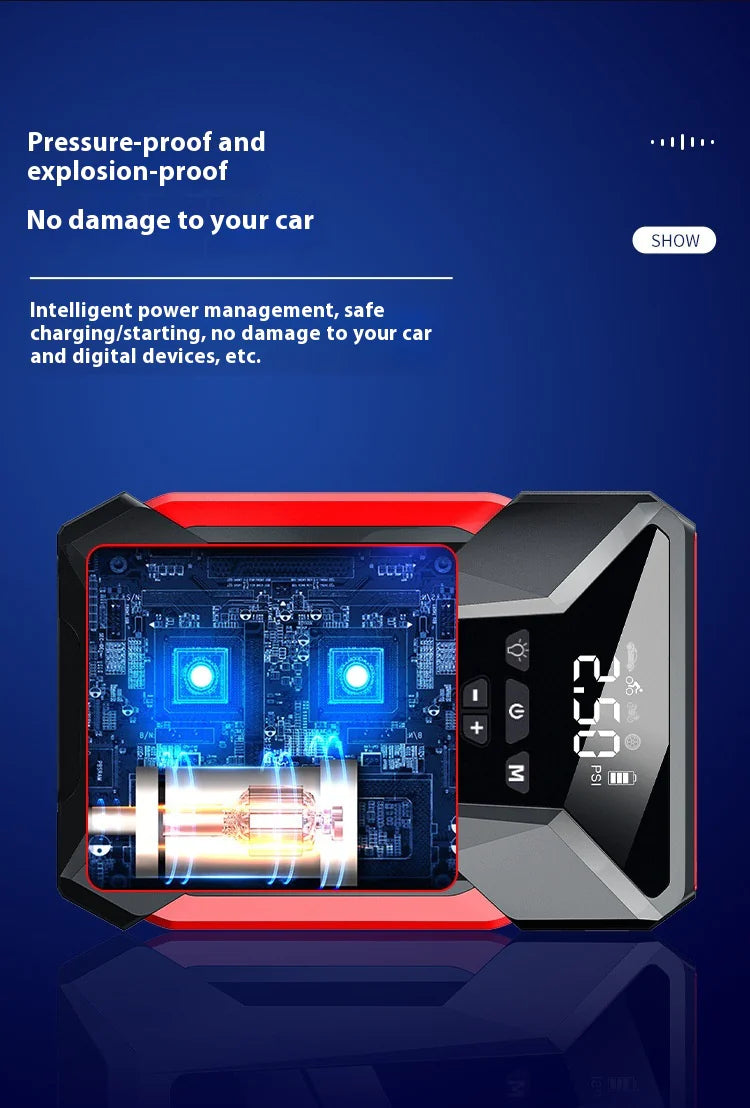 Banco de energía de emergencia para automóvil de 12 V y arrancador inflable todo en uno