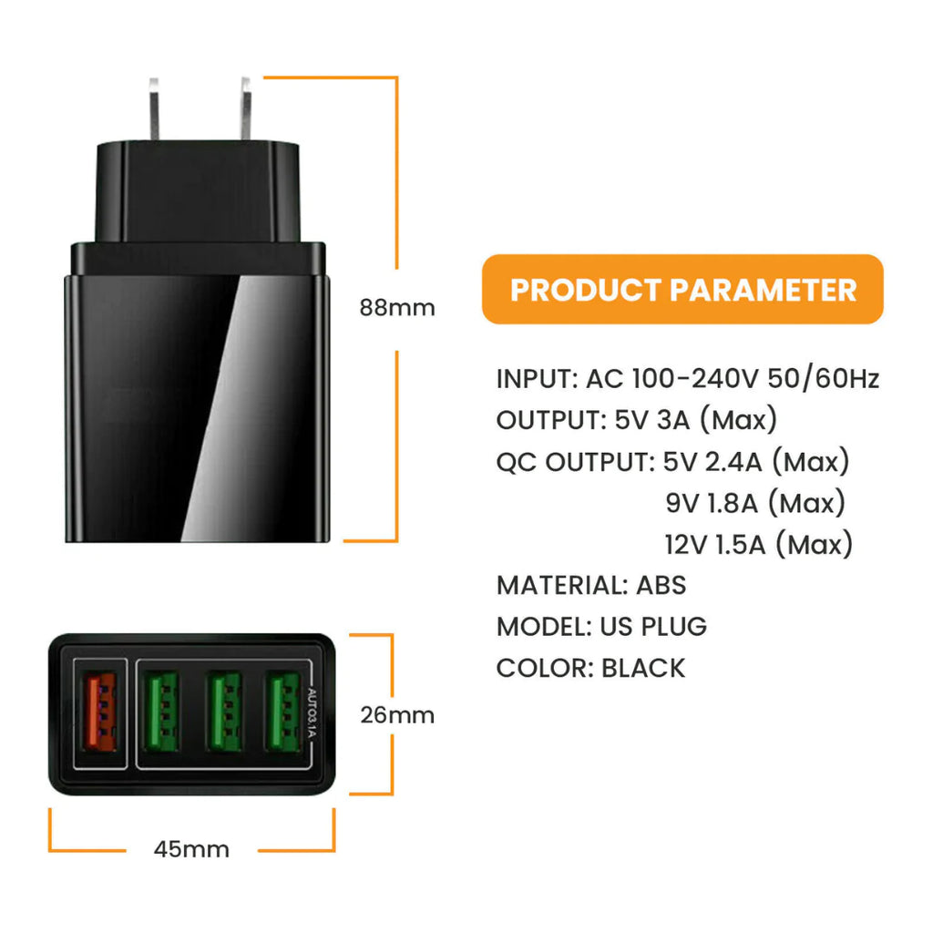 Cargador de pared con concentrador USB Fast Charge 3.0